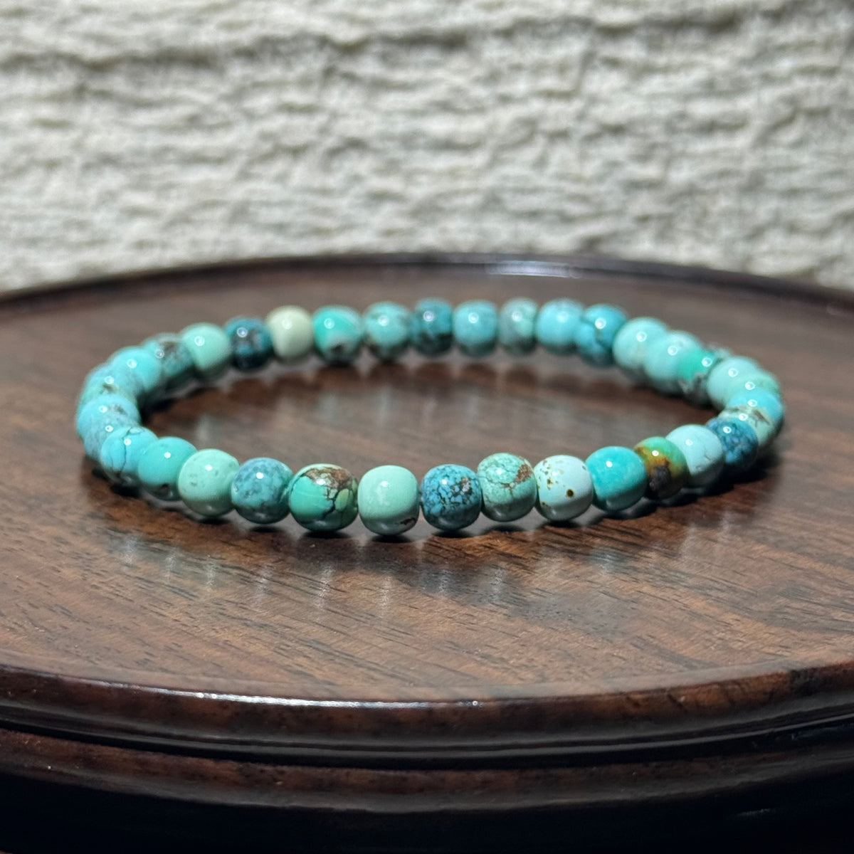Natural Turquoise Matte Round Bead Stretch Bracelet, Earth‑Tone Raw Turquoise Crystal Bracelet