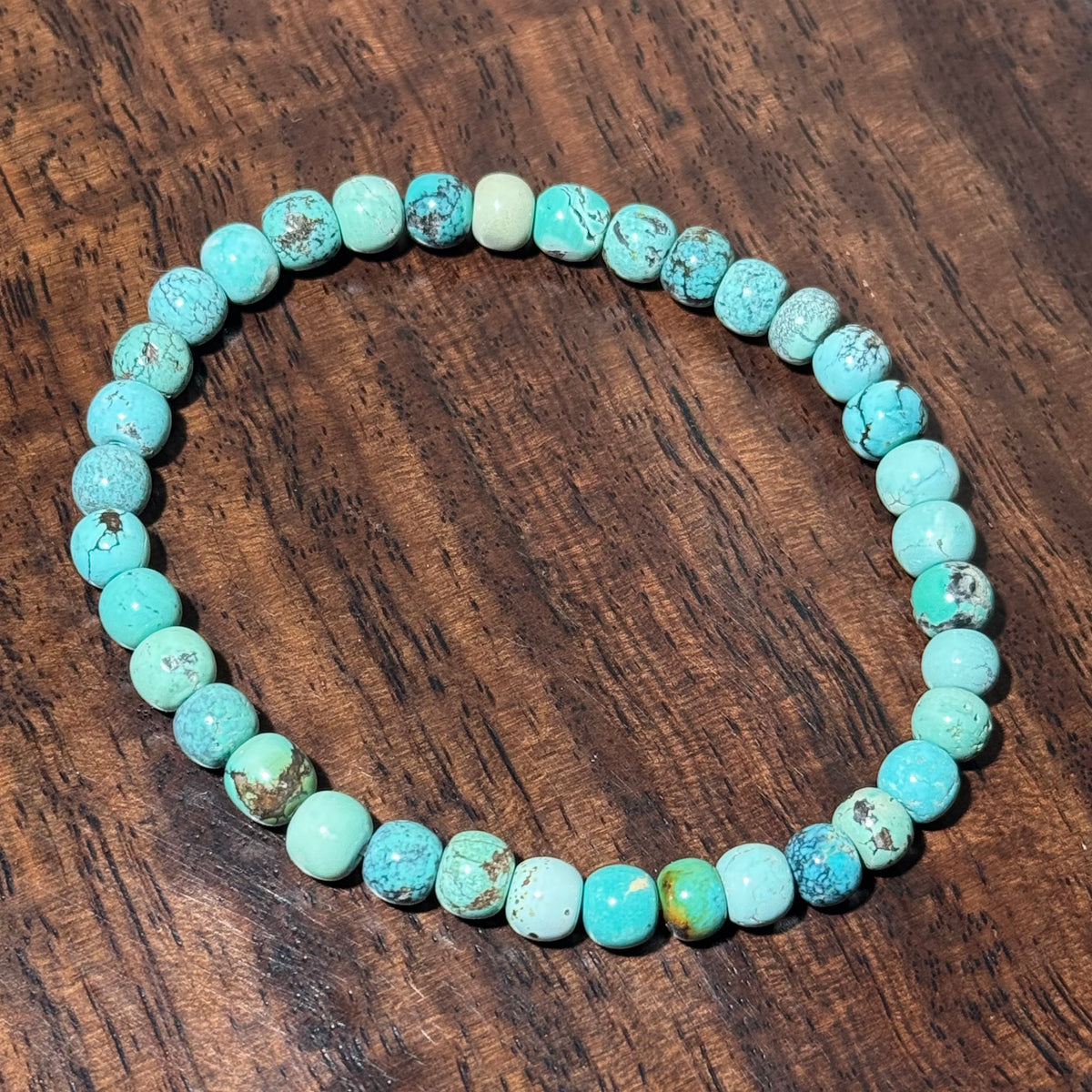 Natural Turquoise Matte Round Bead Stretch Bracelet, Earth‑Tone Raw Turquoise Crystal Bracelet