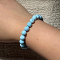 Natural Larimar Stretch Bracelet, Sky‑Blue Larimar Round Bead Bracelet