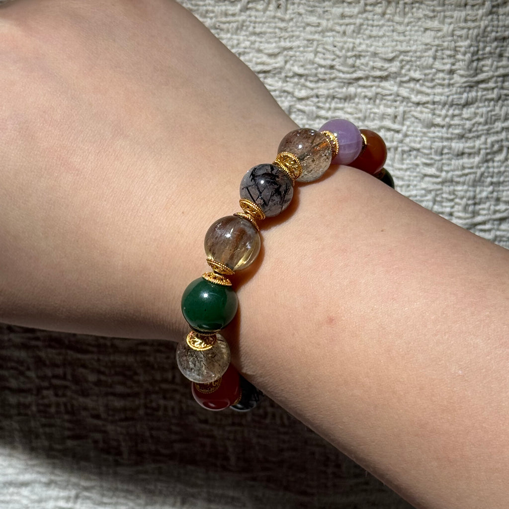 Natural Multi‑Gemstone Mixed Stretch Bracelet
