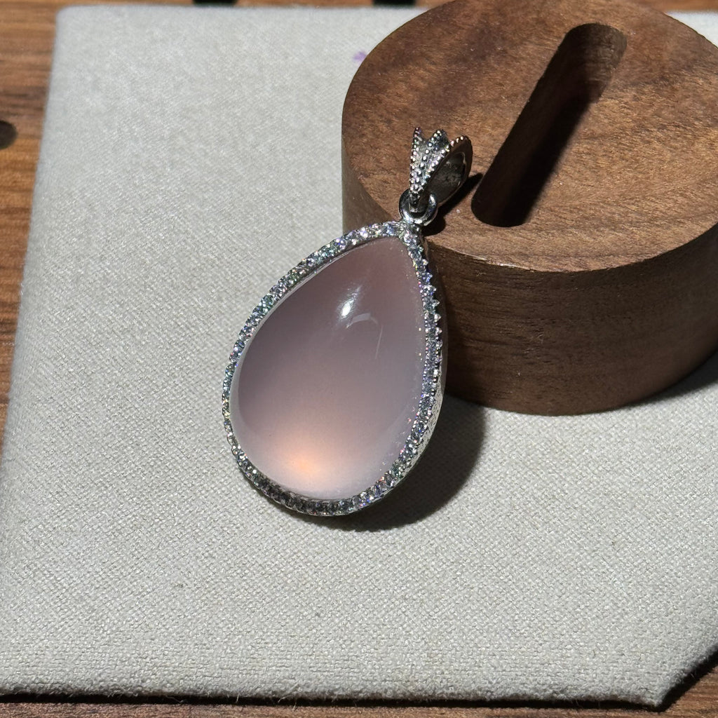 Natural Rose Quartz Teardrop Pendant