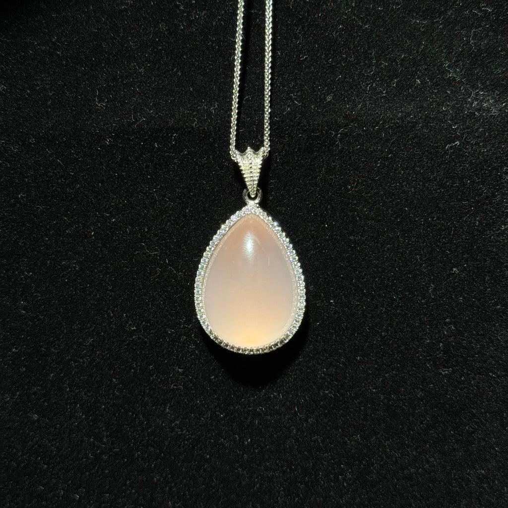 Natural Rose Quartz Teardrop Pendant