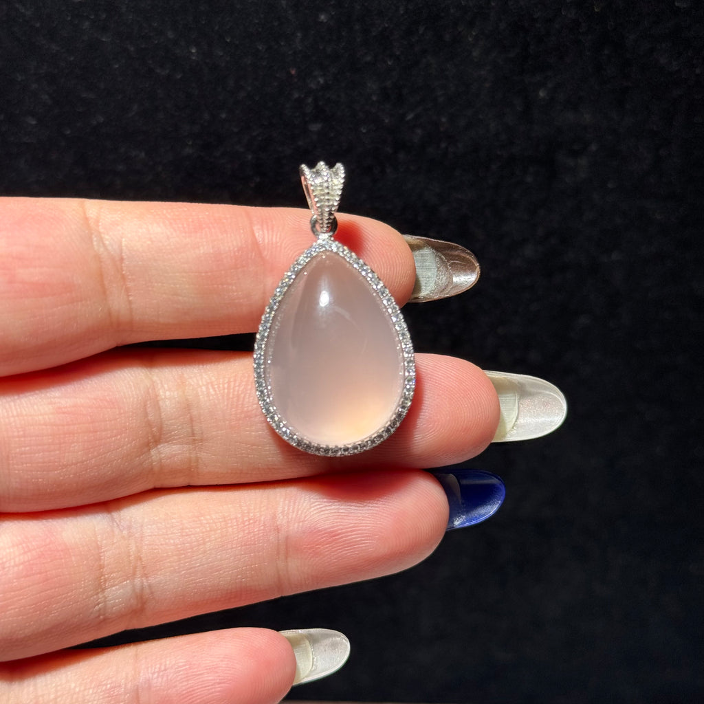 Natural Rose Quartz Teardrop Pendant