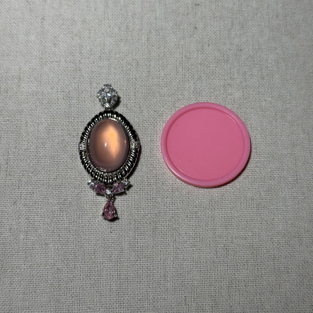 Natural Rose Quartz Oval Vintage Pendant