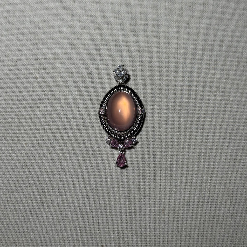 Natural Rose Quartz Oval Vintage Pendant