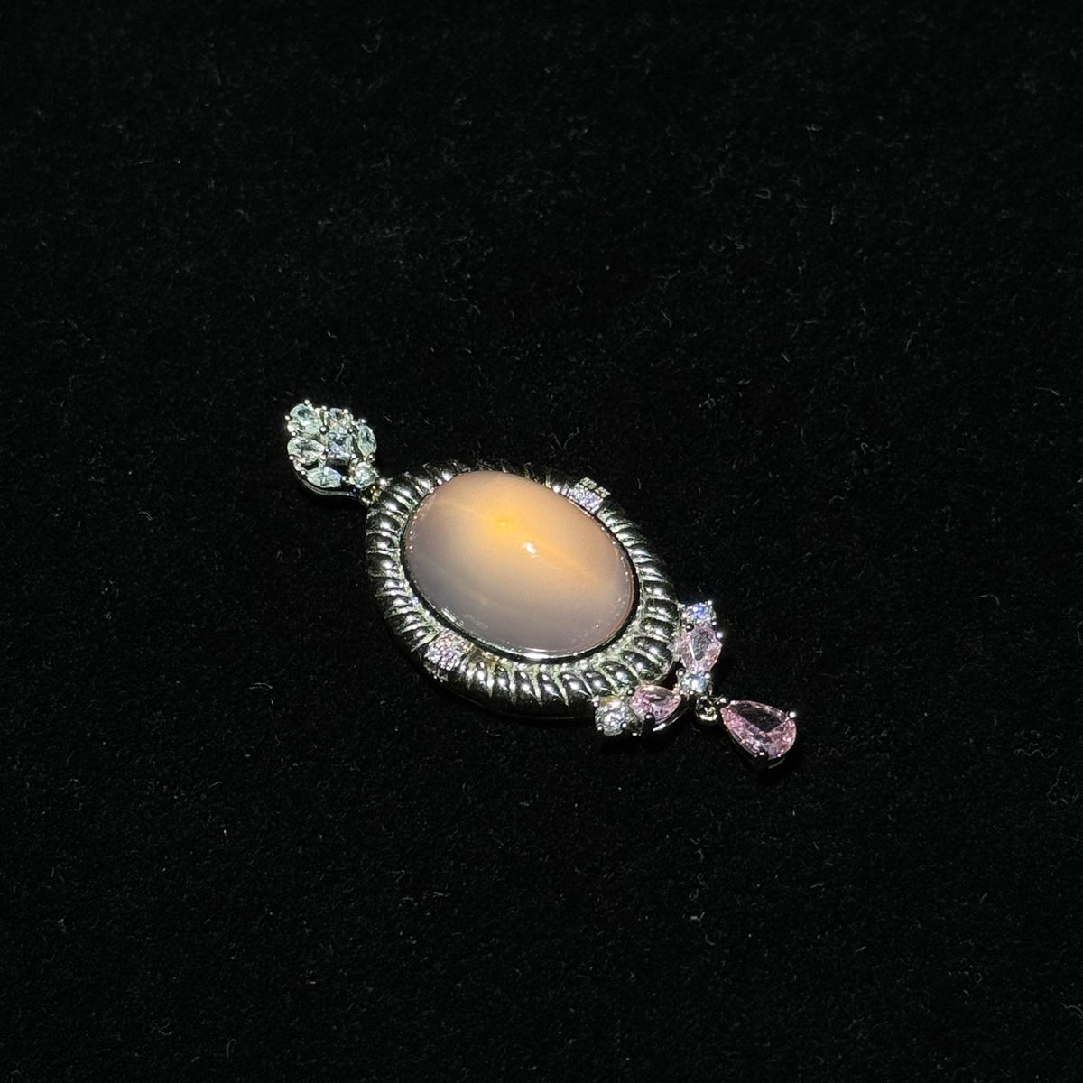 Natural Rose Quartz Oval Vintage Pendant
