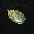 Natural Labradorite Oval Bezel‑Set Pendant