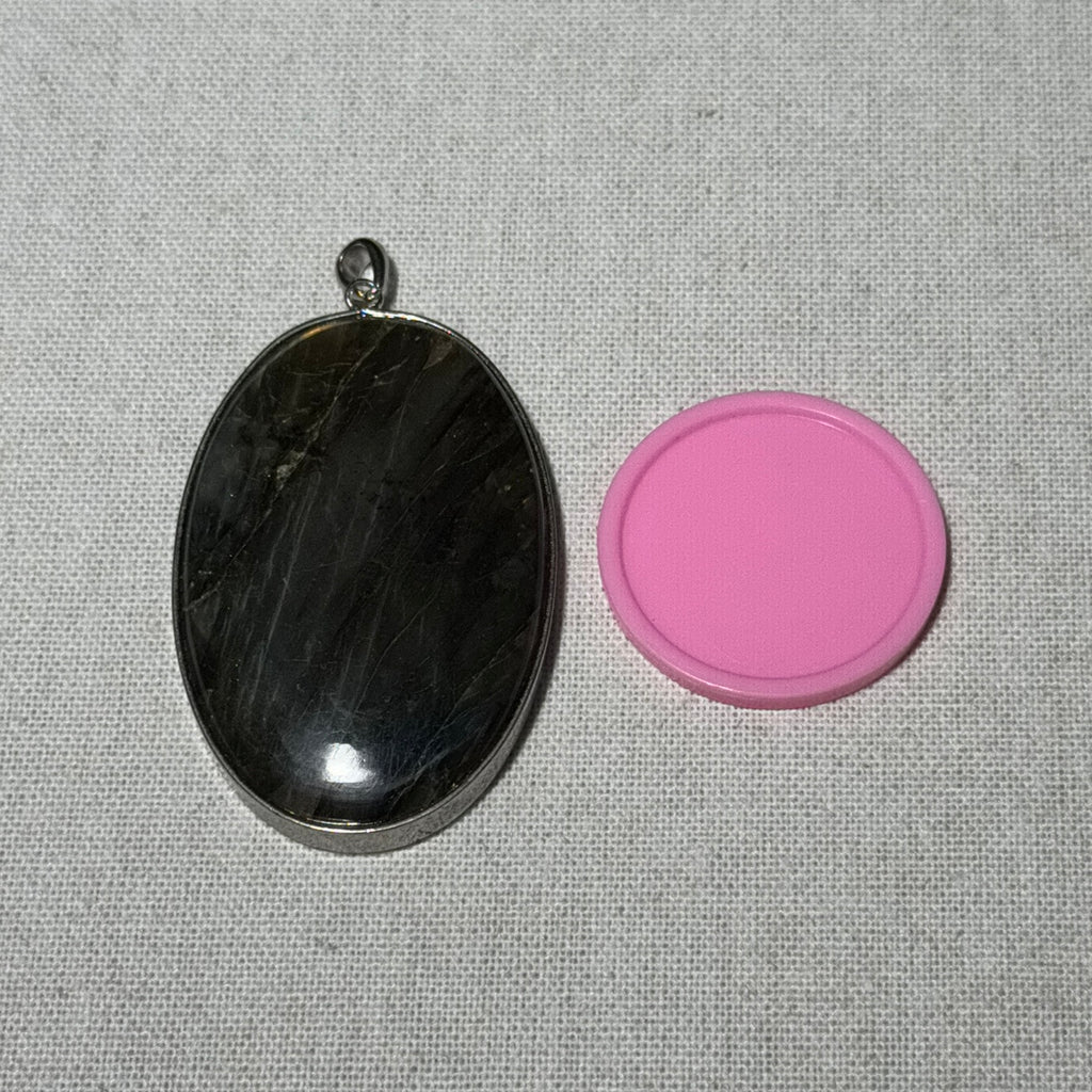 Natural Labradorite Oval Bezel‑Set Pendant