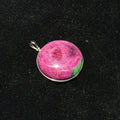 Natural Ruby‑Zoisite Round Bezel‑Set Pendant