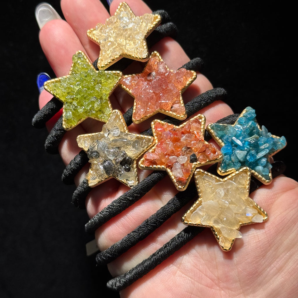 Mixed Natural Crystal Druzy Hair Ties