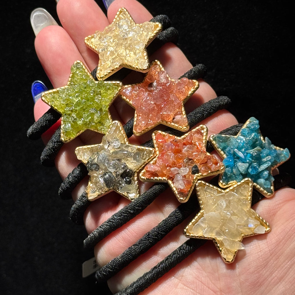 Mixed Natural Crystal Druzy Hair Ties