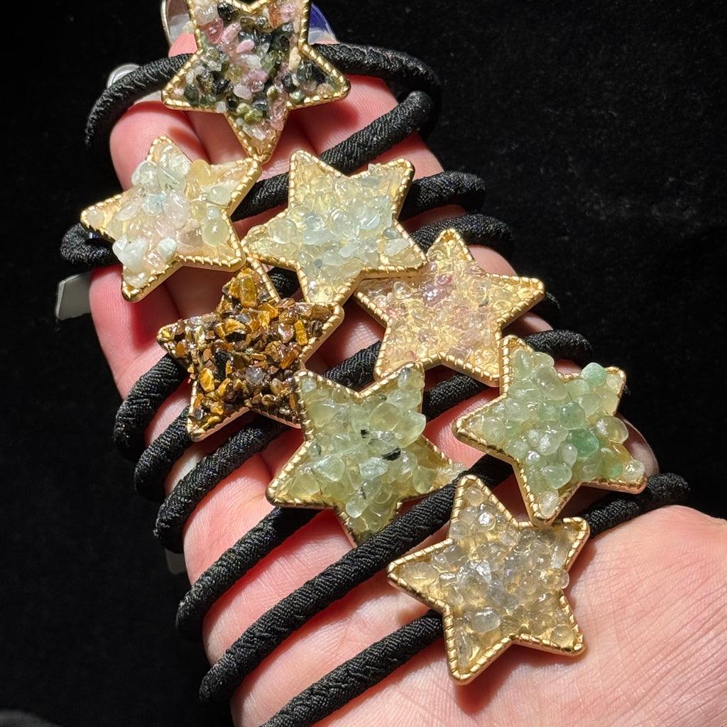 Mixed Natural Crystal Druzy Hair Ties