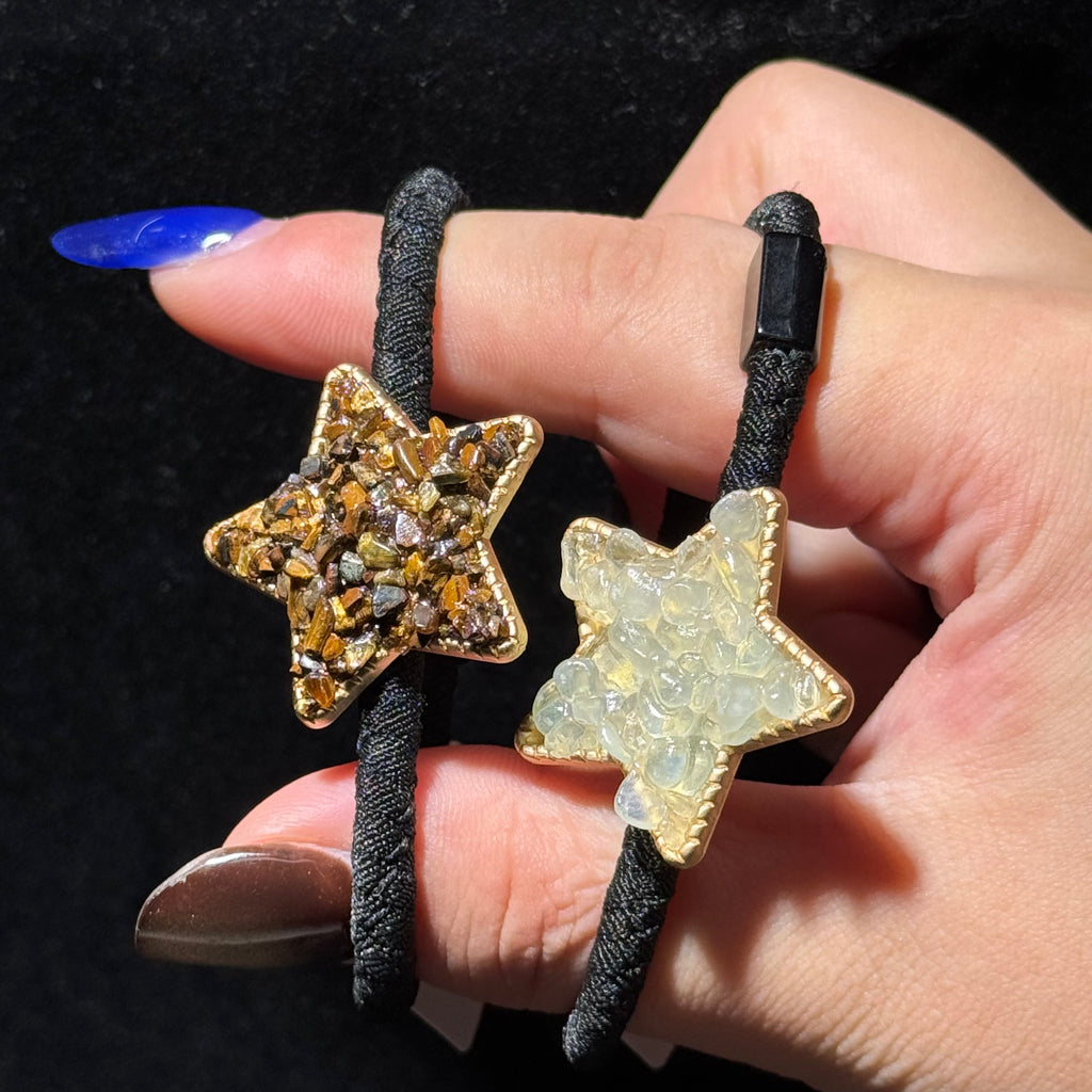 Mixed Natural Crystal Druzy Hair Ties