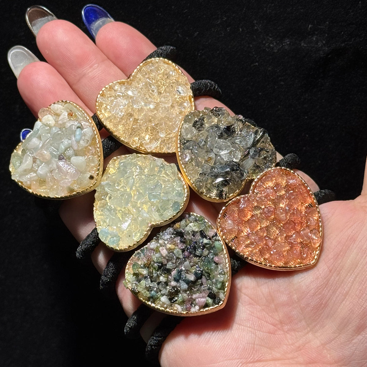 Mixed Natural Crystal Druzy Hair Ties