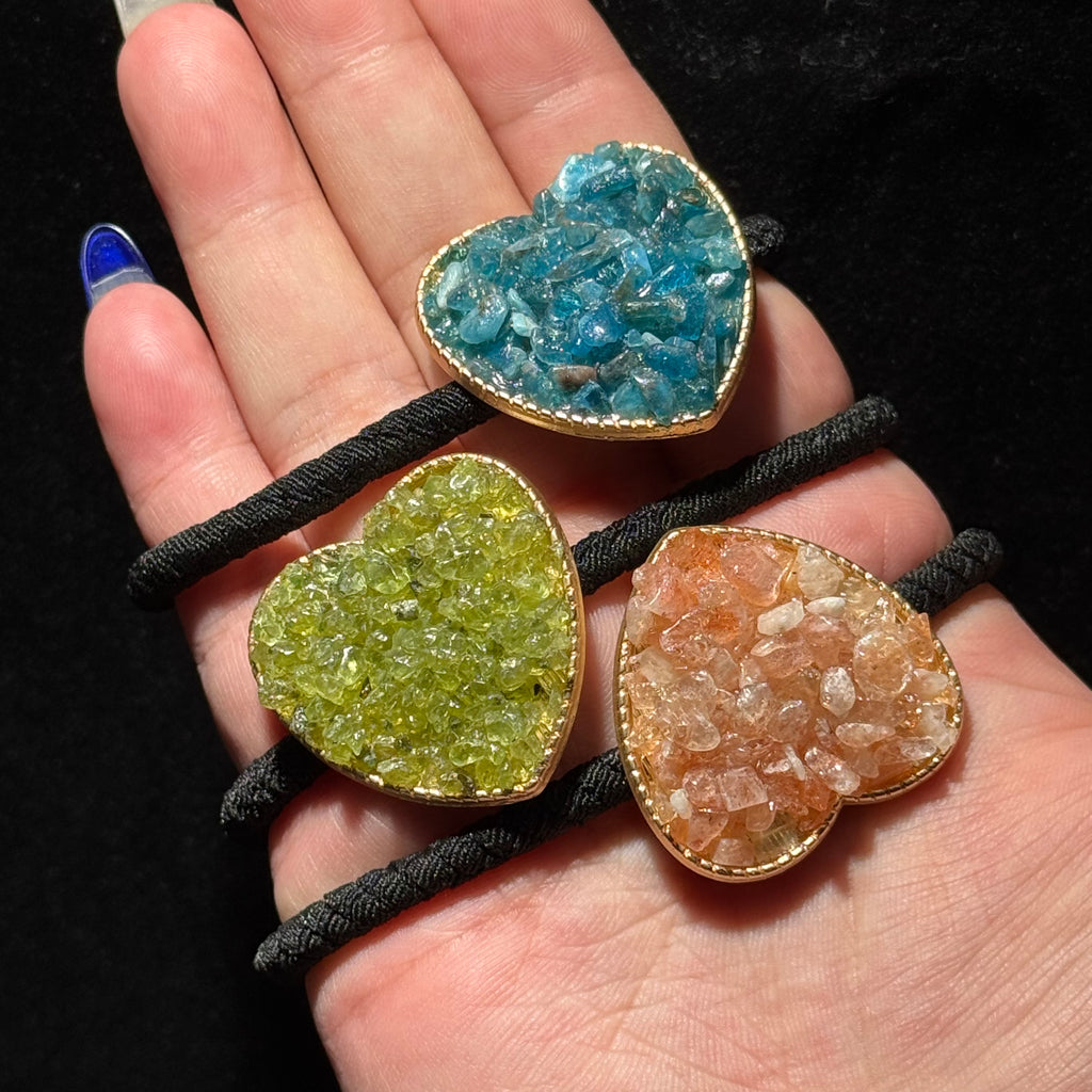 Mixed Natural Crystal Druzy Hair Ties