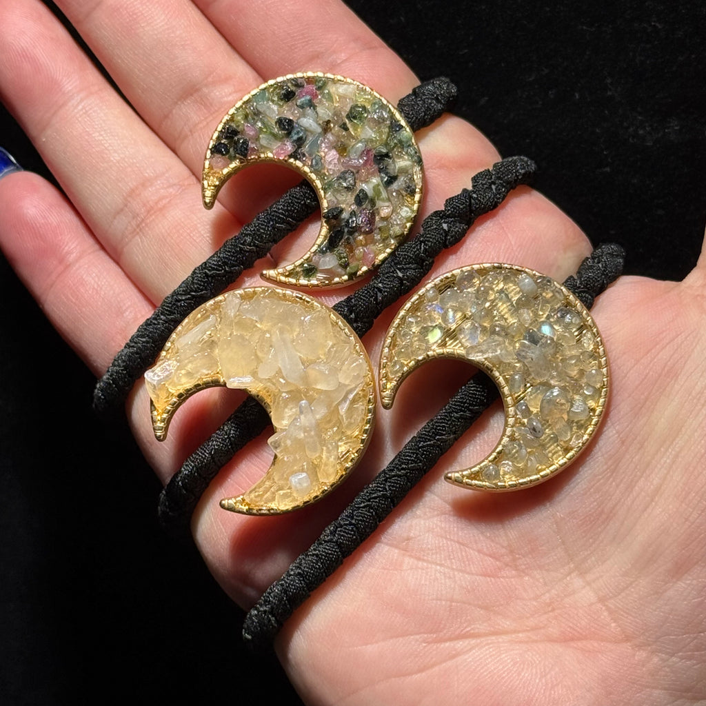 Mixed Natural Crystal Druzy Hair Ties