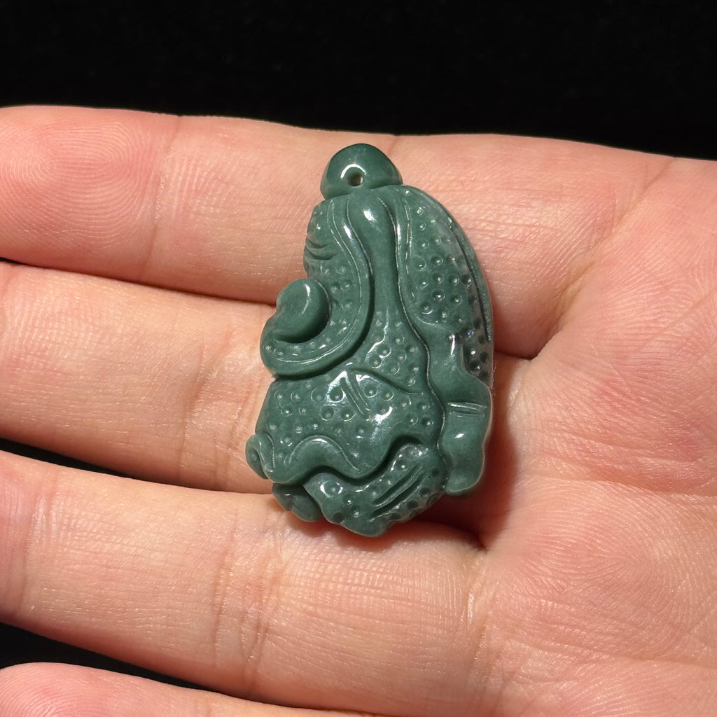 Natural Jadeite Hand‑Carved Cabbage Pendant