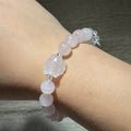 Natural Pink Rose Quartz Fox Charm Bracelet