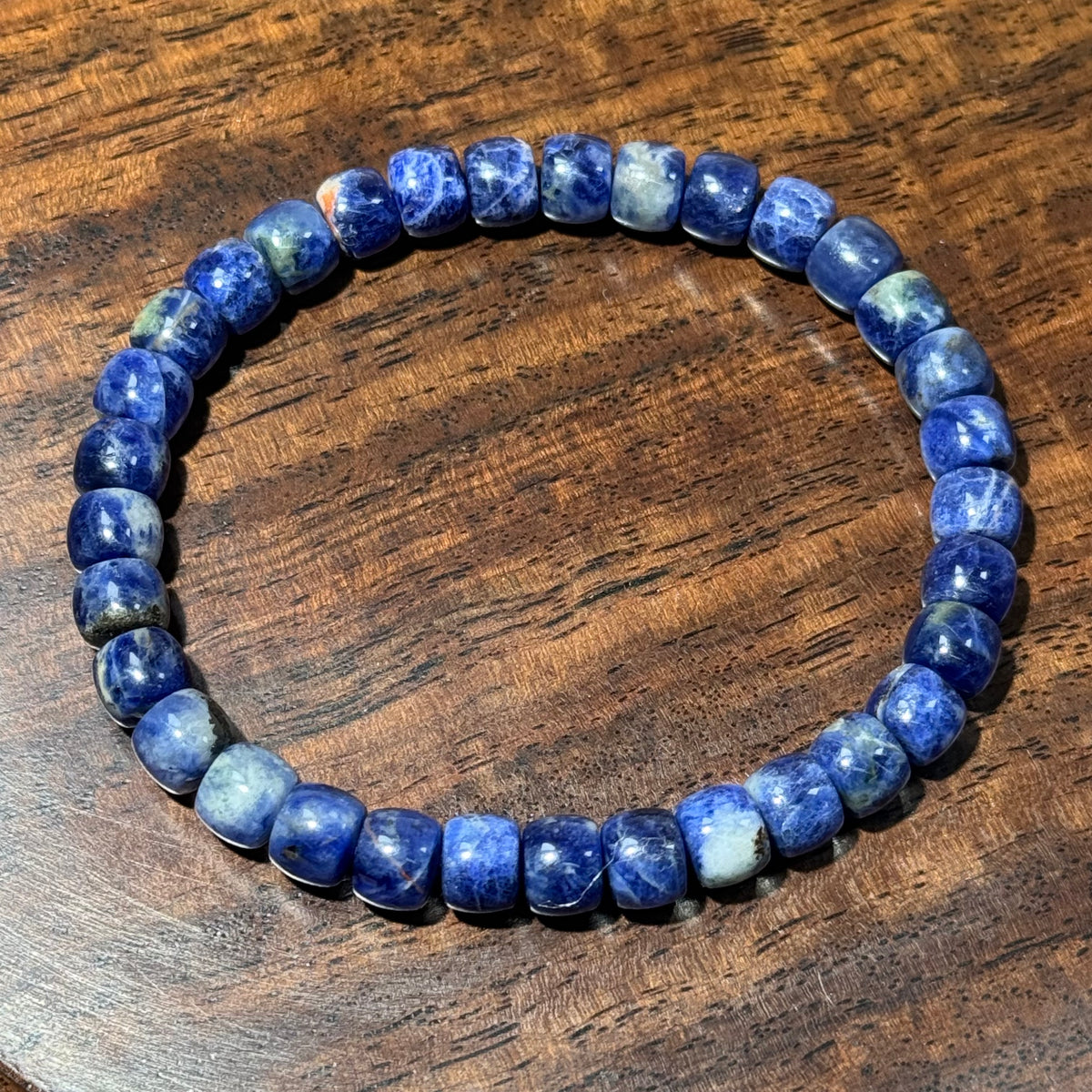 Sodalite Flat Disc Stretch Bracelet