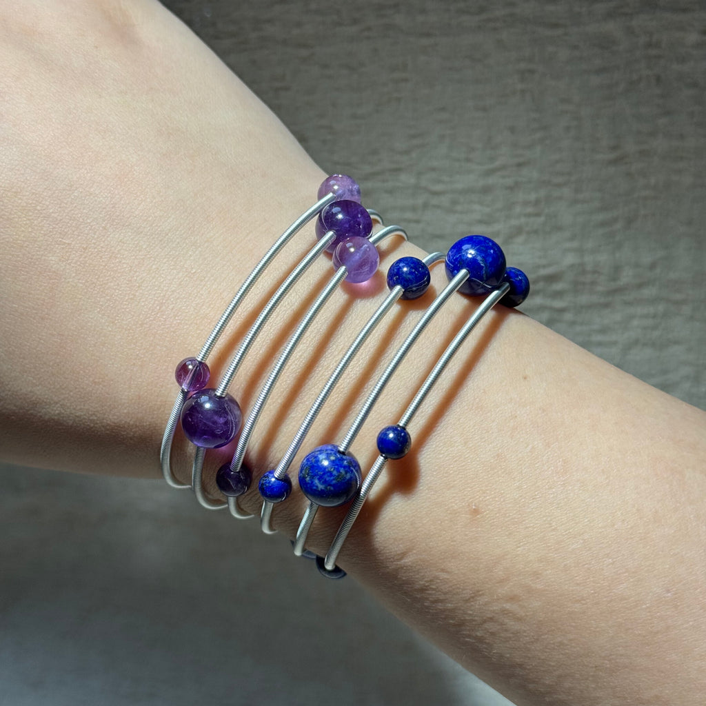 Hand‑Wrapped Silver‑Tone Copper Spiral Coil Bangle