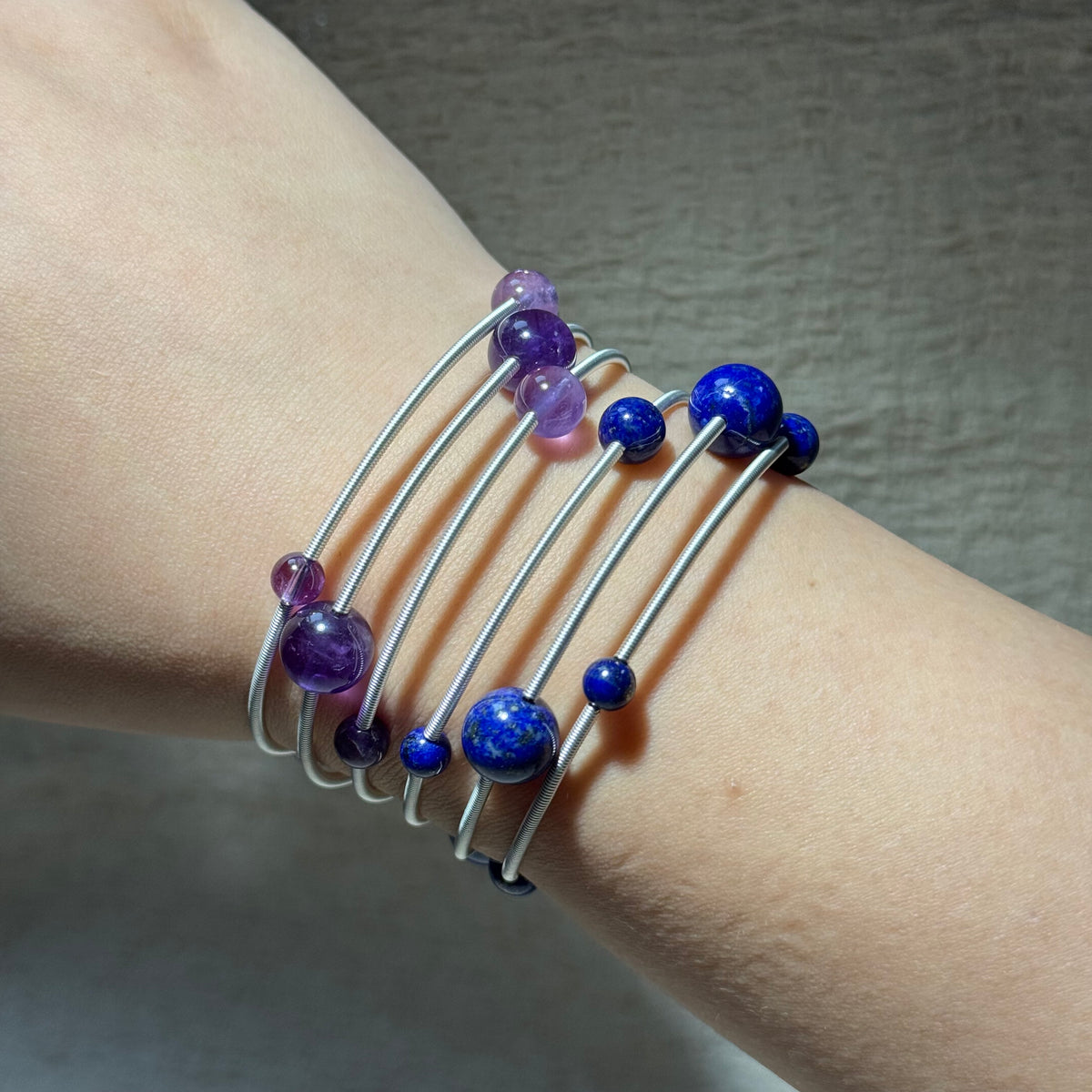 Hand‑Wrapped Silver‑Tone Copper Spiral Coil Bangle