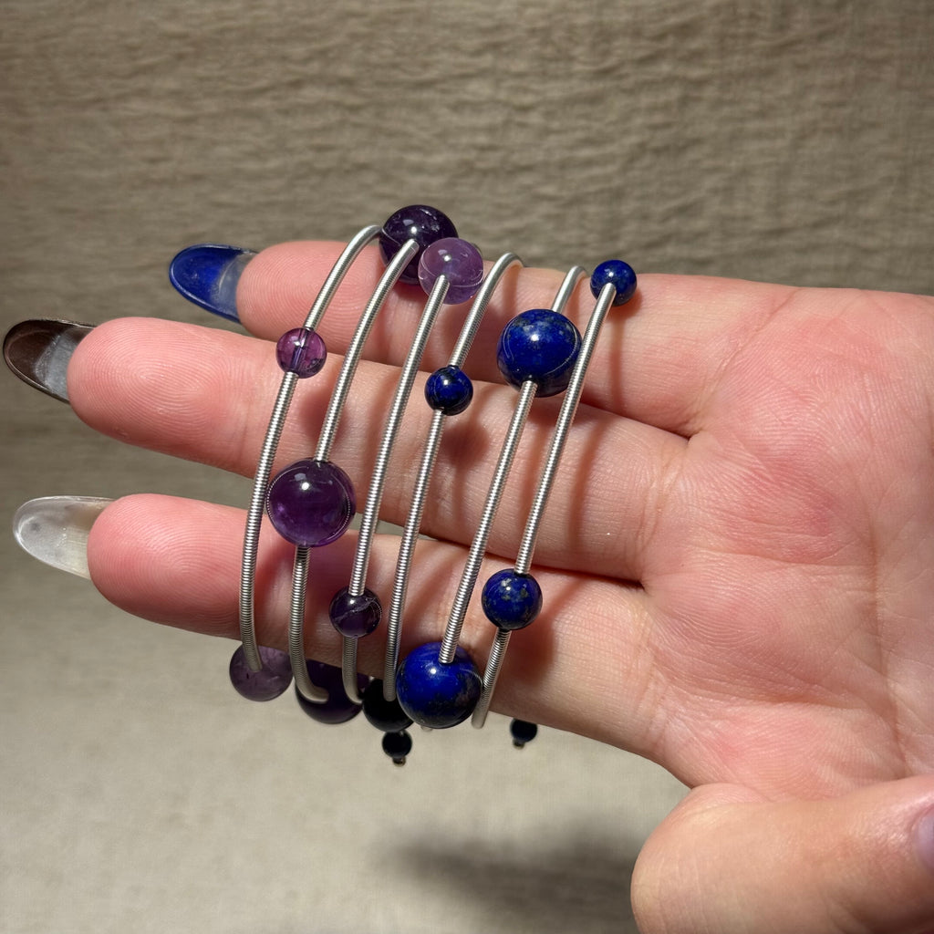 Hand‑Wrapped Silver‑Tone Copper Spiral Coil Bangle