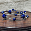 Hand‑Wrapped Silver‑Tone Copper Spiral Coil Bangle