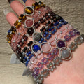 Hand‑Wrapped Silver‑Tone Copper Adjustable Beaded Bracelet