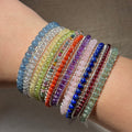 Hand‑Wrapped Silver‑Tone Copper Thin Beaded Bangle