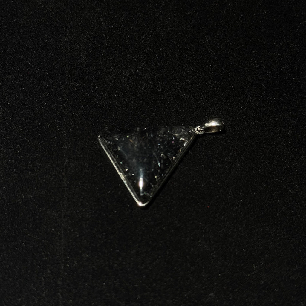 Natural Black Rutilated Quartz Triangle Pendant