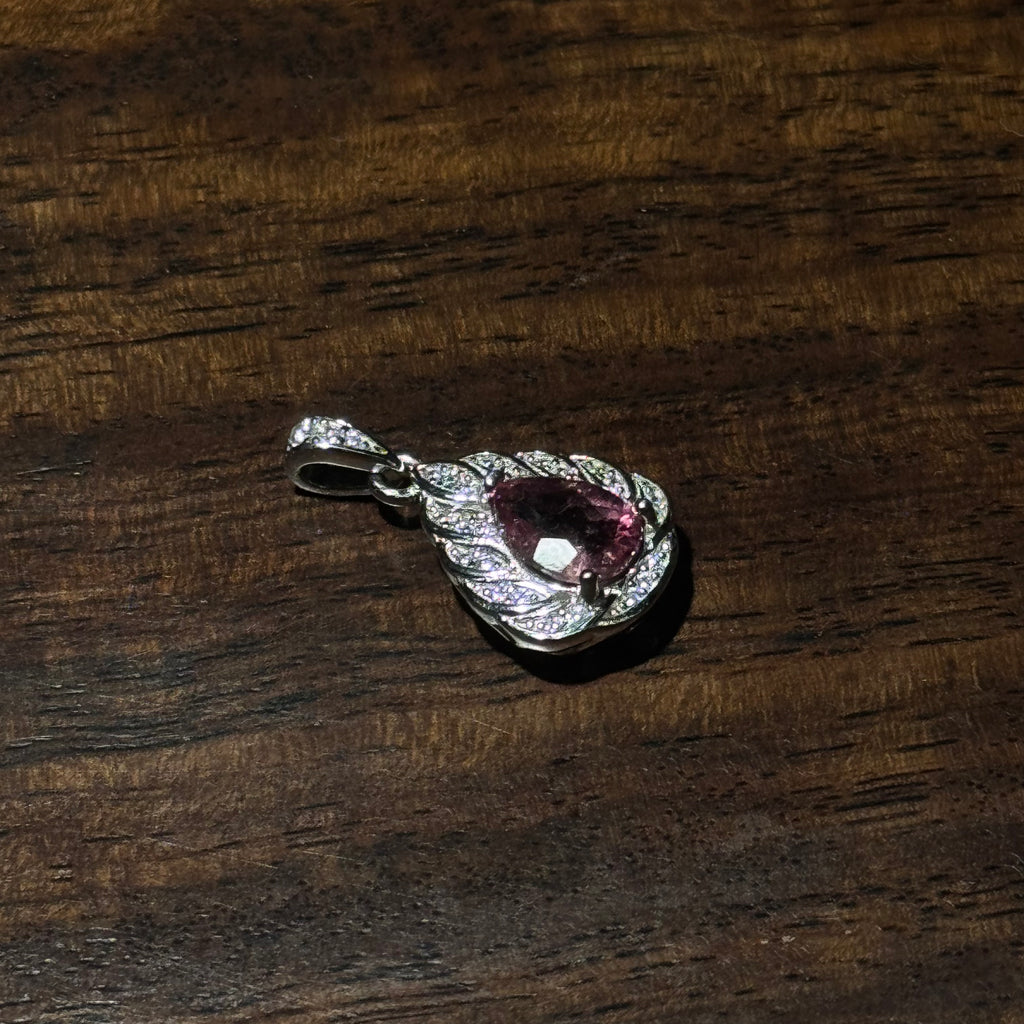 Natural Pink Tourmaline Teardrop Pendant