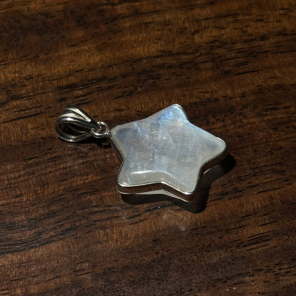 Natural Moonstone Star‑Shaped Bezel Set Pendant