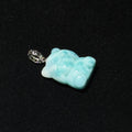 Natural Larimar Carved Bear Pendant