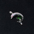 Dolphin Shaped Natural Diopside Pendant