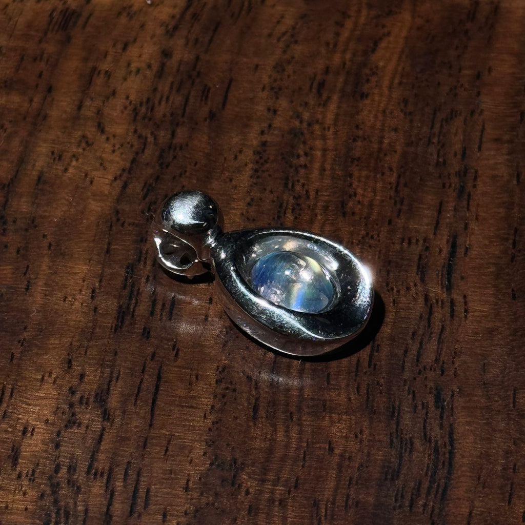 Natural Moonstone Teardrop Bezel‑Set Pendant