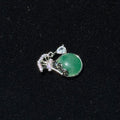 Natural Green Aventurine Round Cabochon Silver‑Tone Pendant