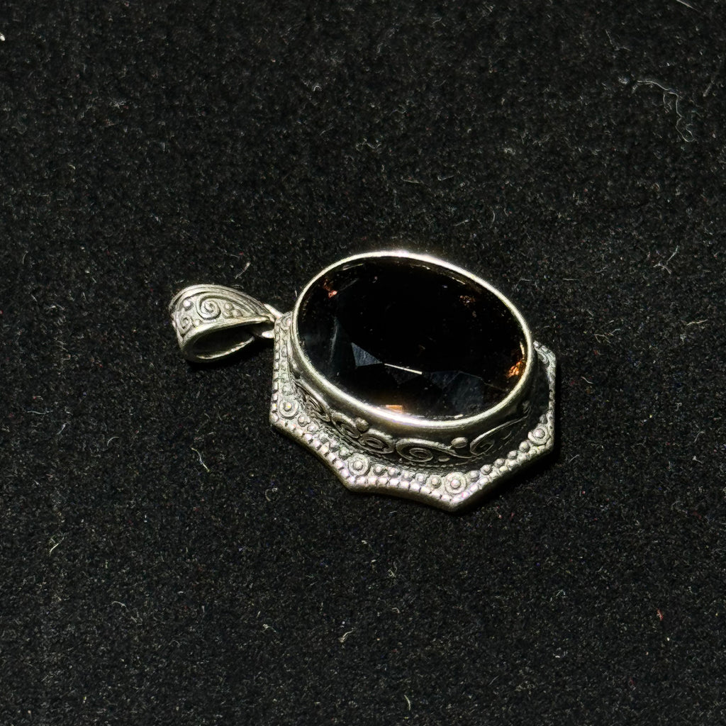 Natural Smoky Quartz Oval Vintage Pendant