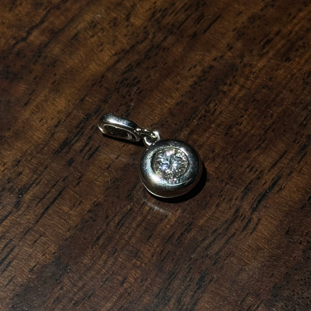 Round Moissanite Bezel‑Set Charm Pendant