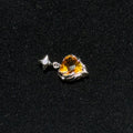 Natural Citrine Heart‑Cut Silver‑Tone Pendant
