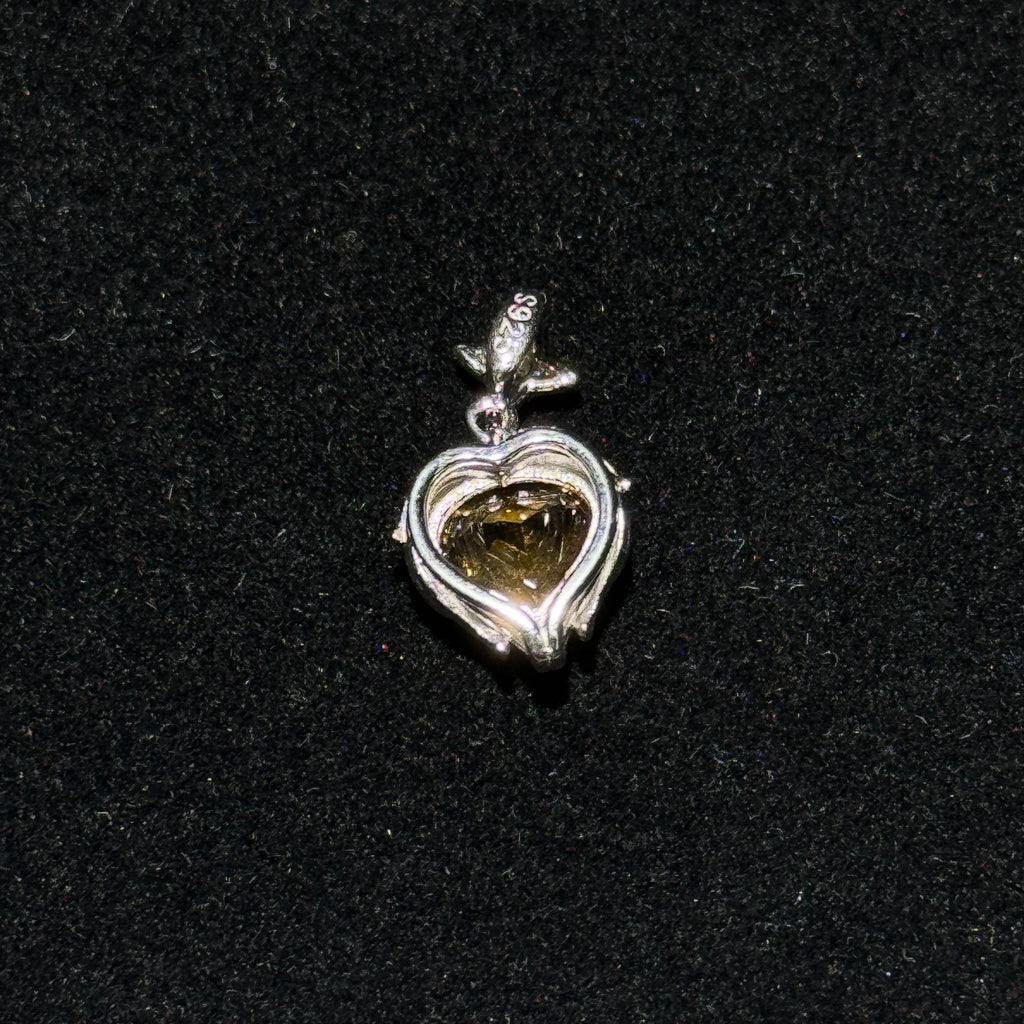 Natural Citrine Heart‑Cut Silver‑Tone Pendant