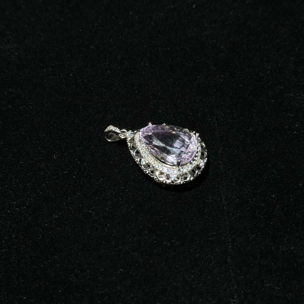 Natural Amethyst Teardrop Halo Pendant