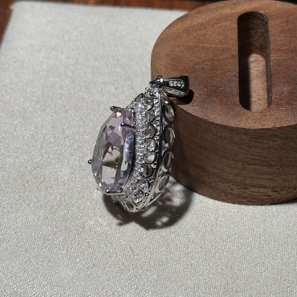 Natural Amethyst Teardrop Halo Pendant