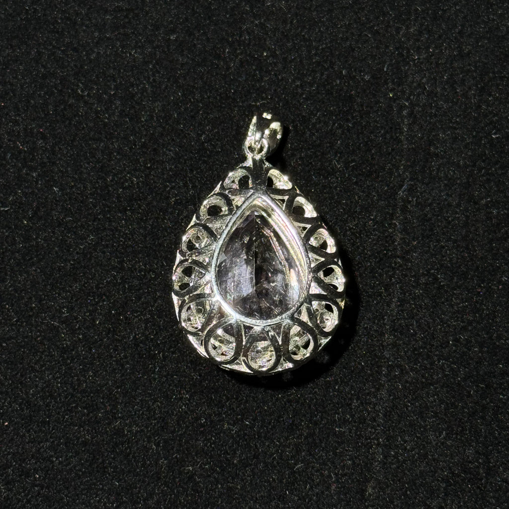 Natural Amethyst Teardrop Halo Pendant