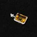 Natural Citrine Emerald‑Cut Halo Pendant