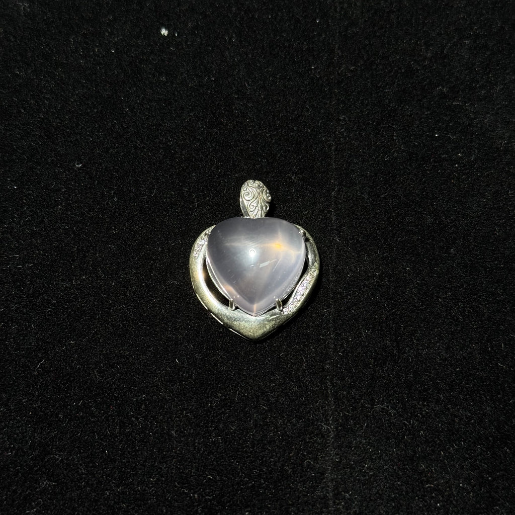 Natural Rose Quartz Heart‑Shaped Halo Pendant