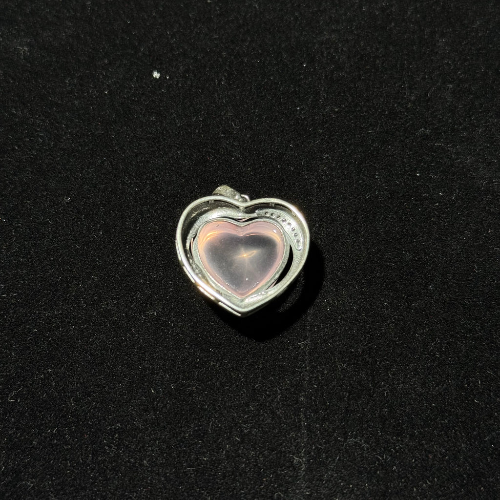 Natural Rose Quartz Heart‑Shaped Halo Pendant