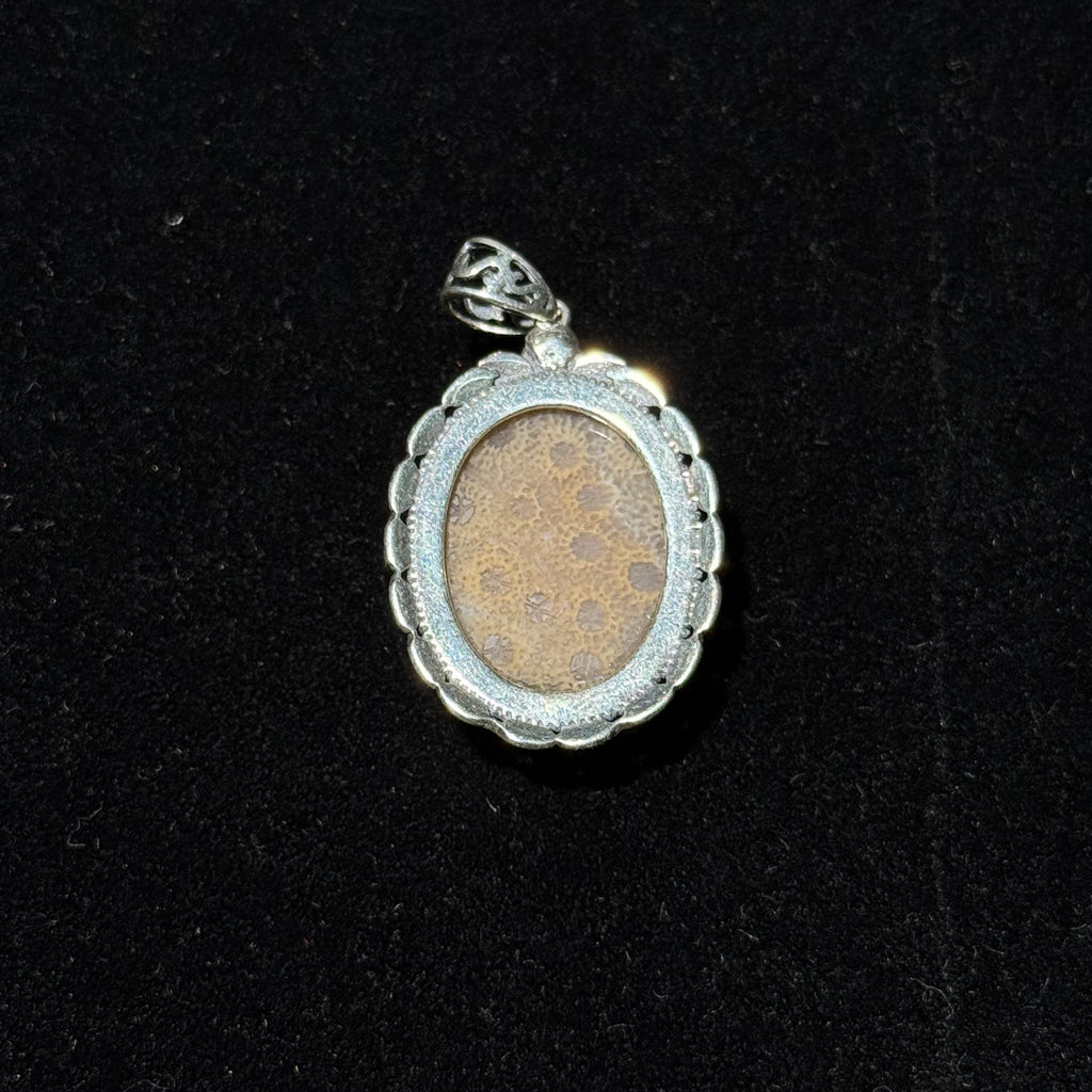 Natural Coral Fossil Oval Pendant