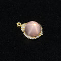 Natural Star Rose Quartz Round Halo Pendant