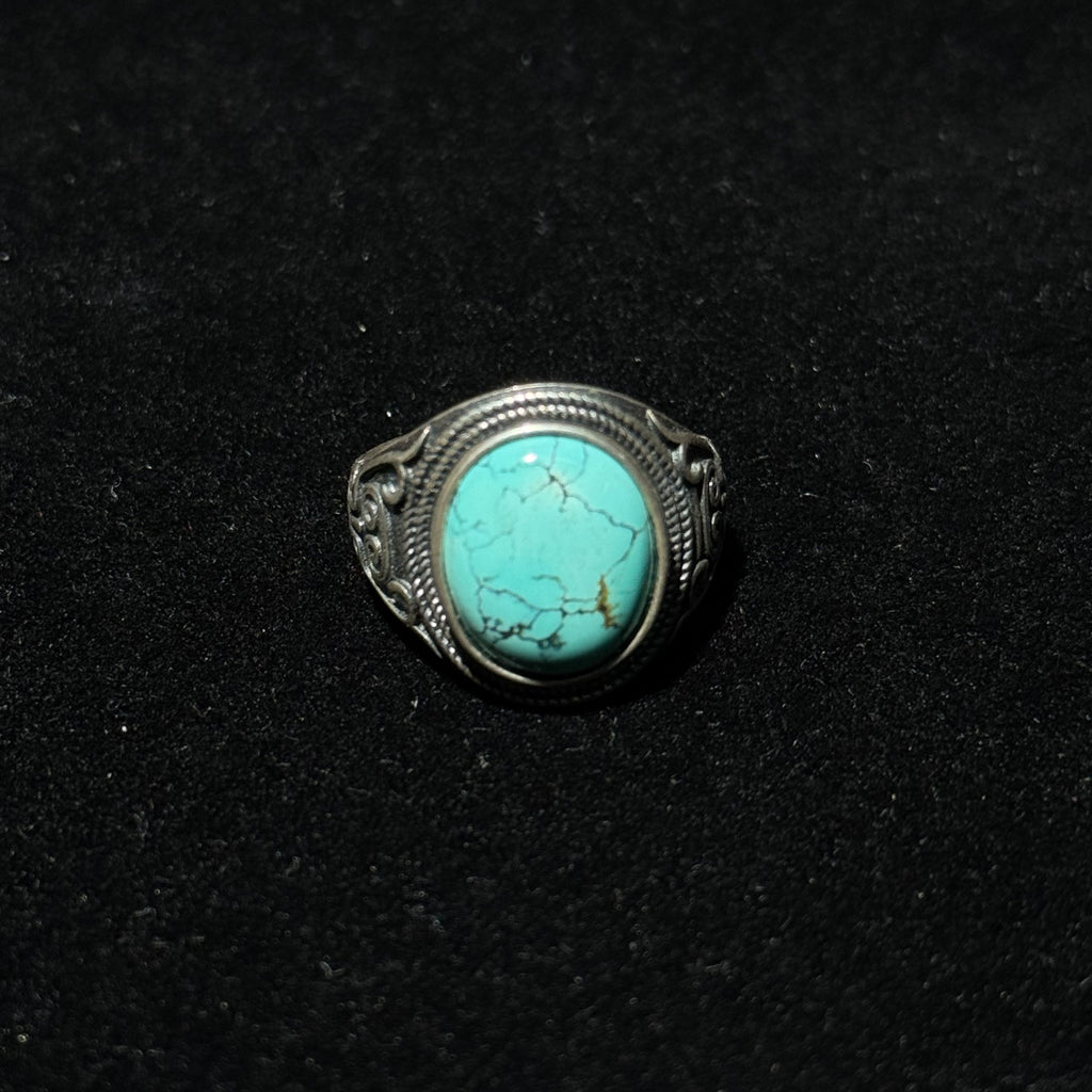 Natural Turquoise Oval Cabochon Statement Ring