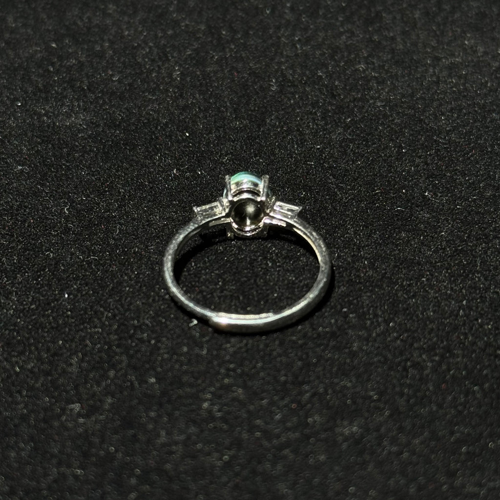 Opal Oval Cabochon Prong‑Set Adjustable Open Ring